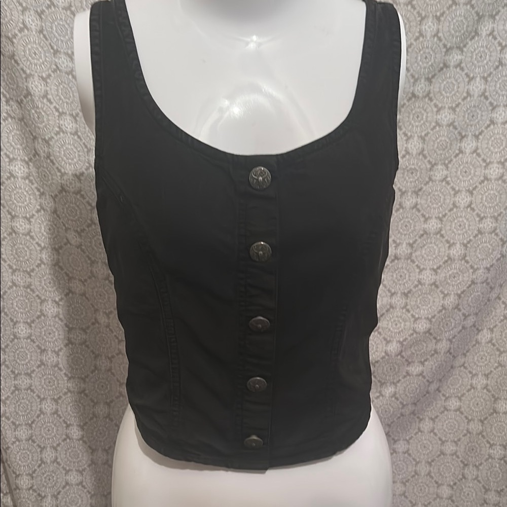 Black denim cropped halter by Ariat